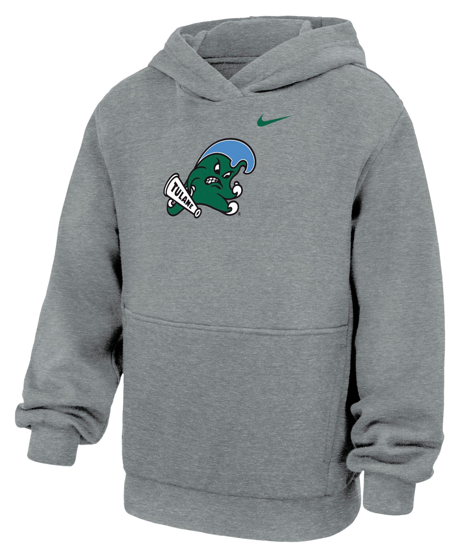 Nike Youth Tulane Green Wave Grey Club Fleece Pullover Hoodie