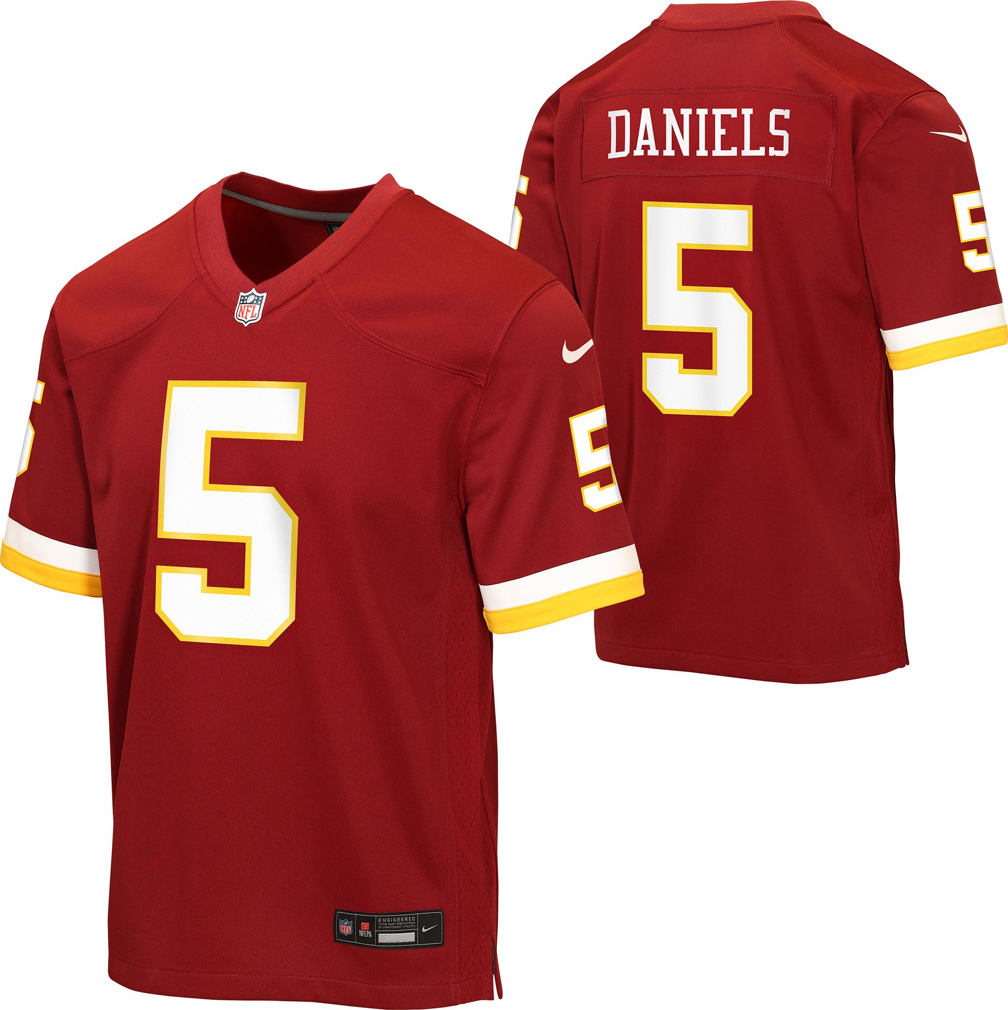 Nike Youth Washington Commanders Team Red Jayden Daniels #5 Home Game Jersey