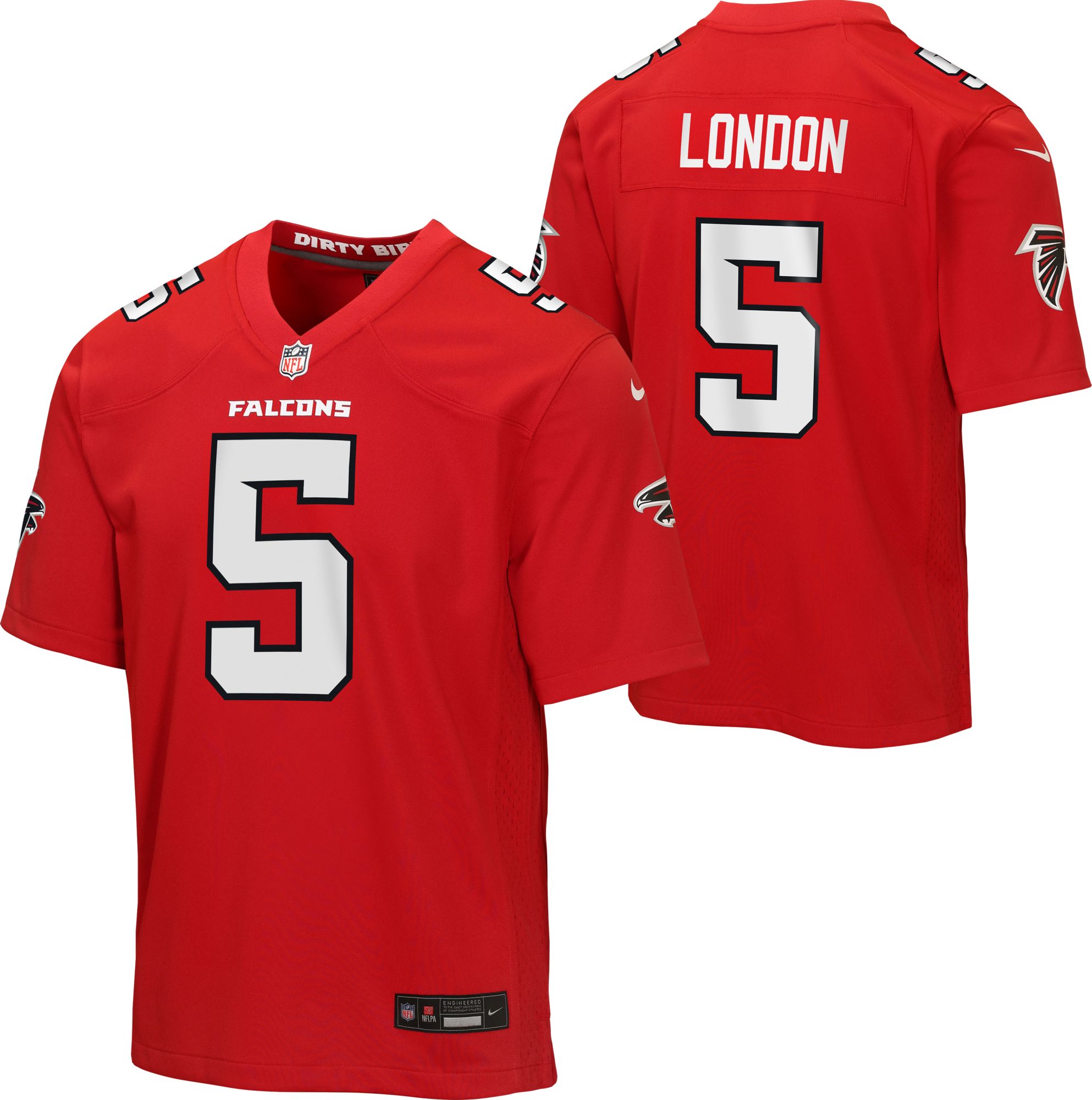 Nike Youth Atlanta Falcons Red Drake London #5 Home Game Jersey