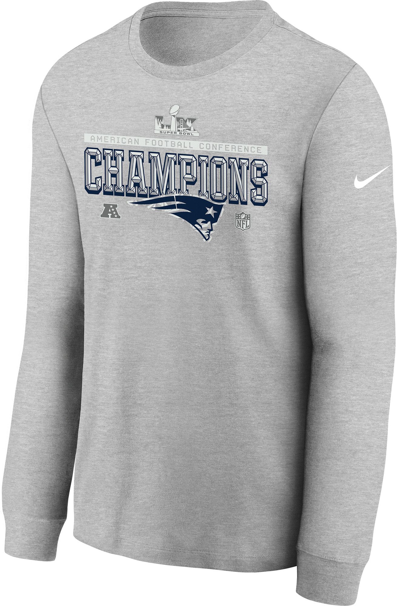 Nike Youth 2025-26 AFC Champions New England Patriots Locker Room Long Sleeve Shirt