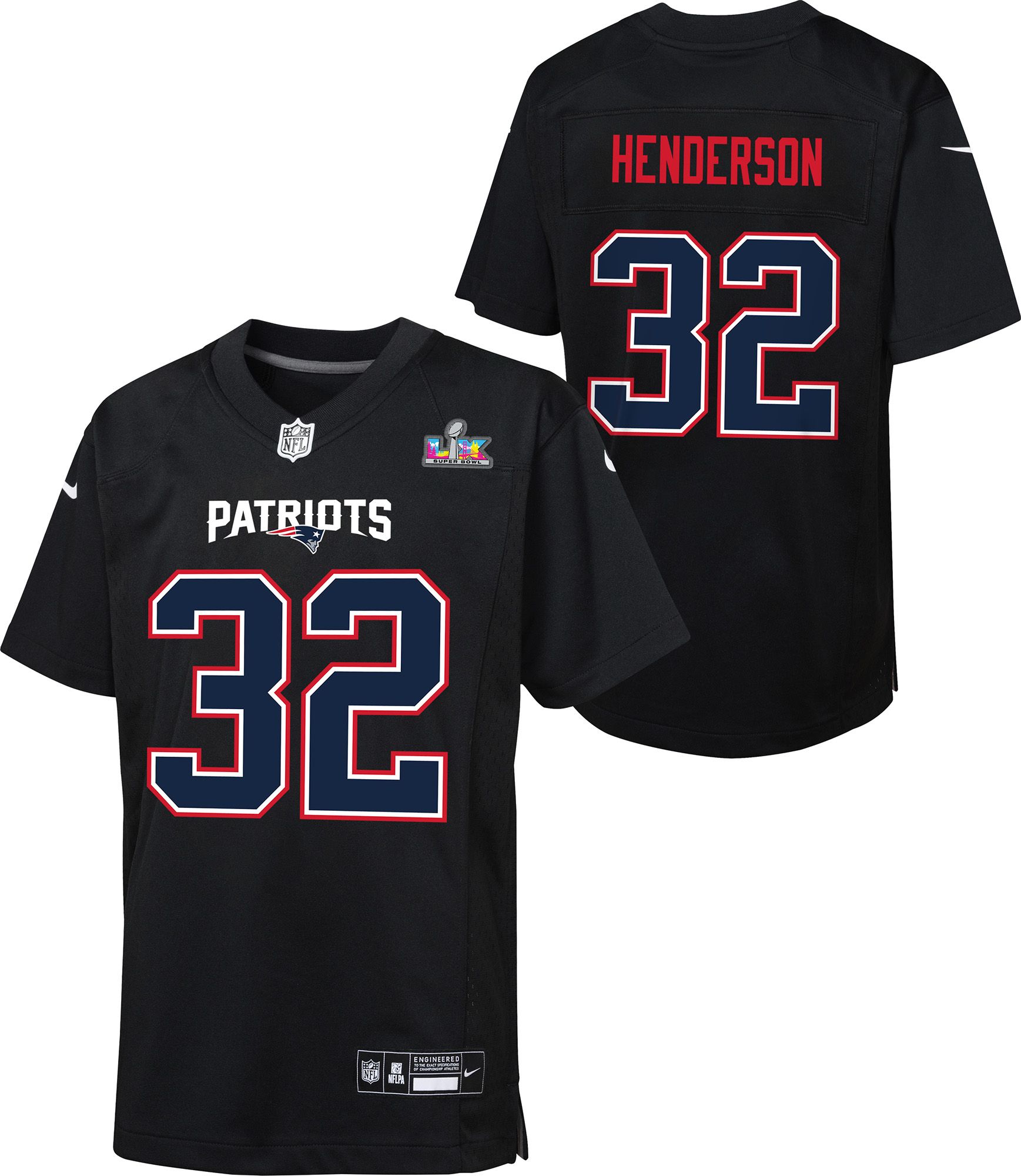 Nike Youth 2025-26 Super Bowl LX Bound New England Patriots TreVeyon Henderson #32 Game Jersey