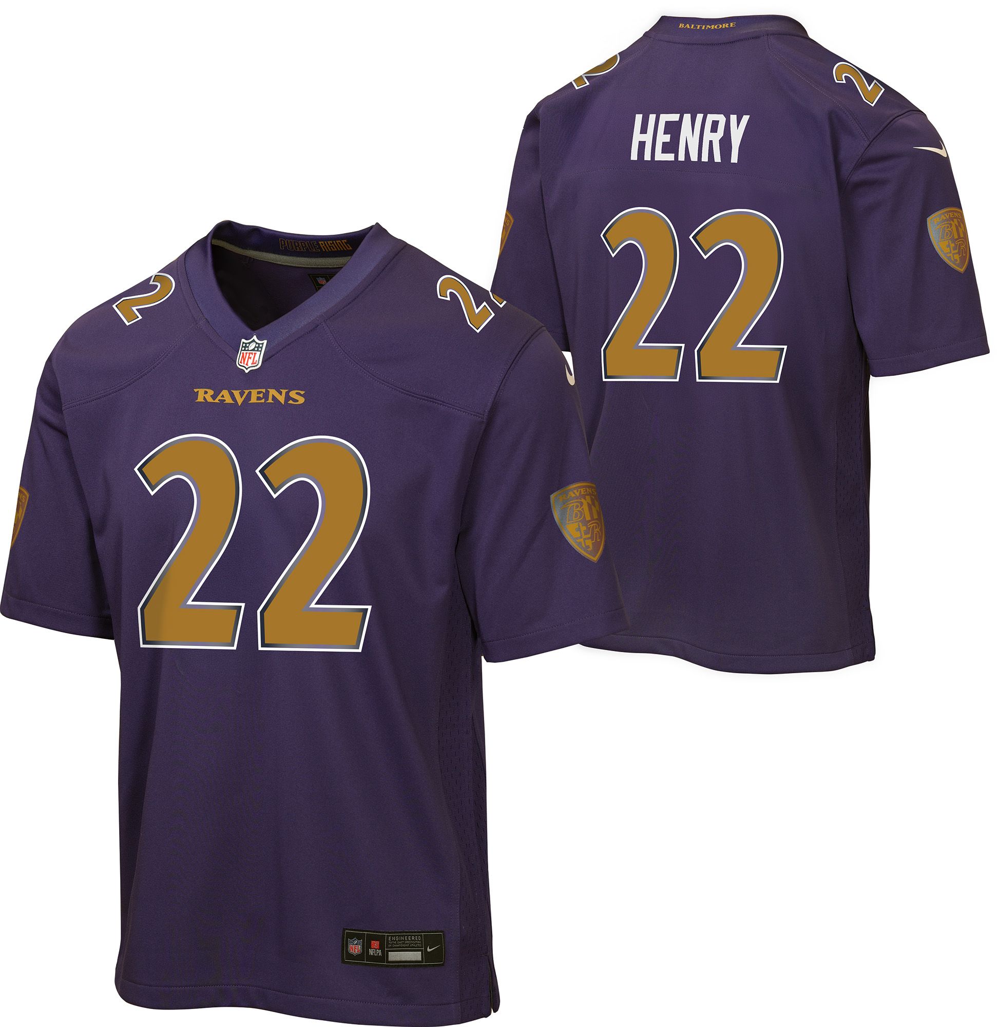 Nike Youth Baltimore Ravens Derrick Henry #22 Black Alternate Game Jersey