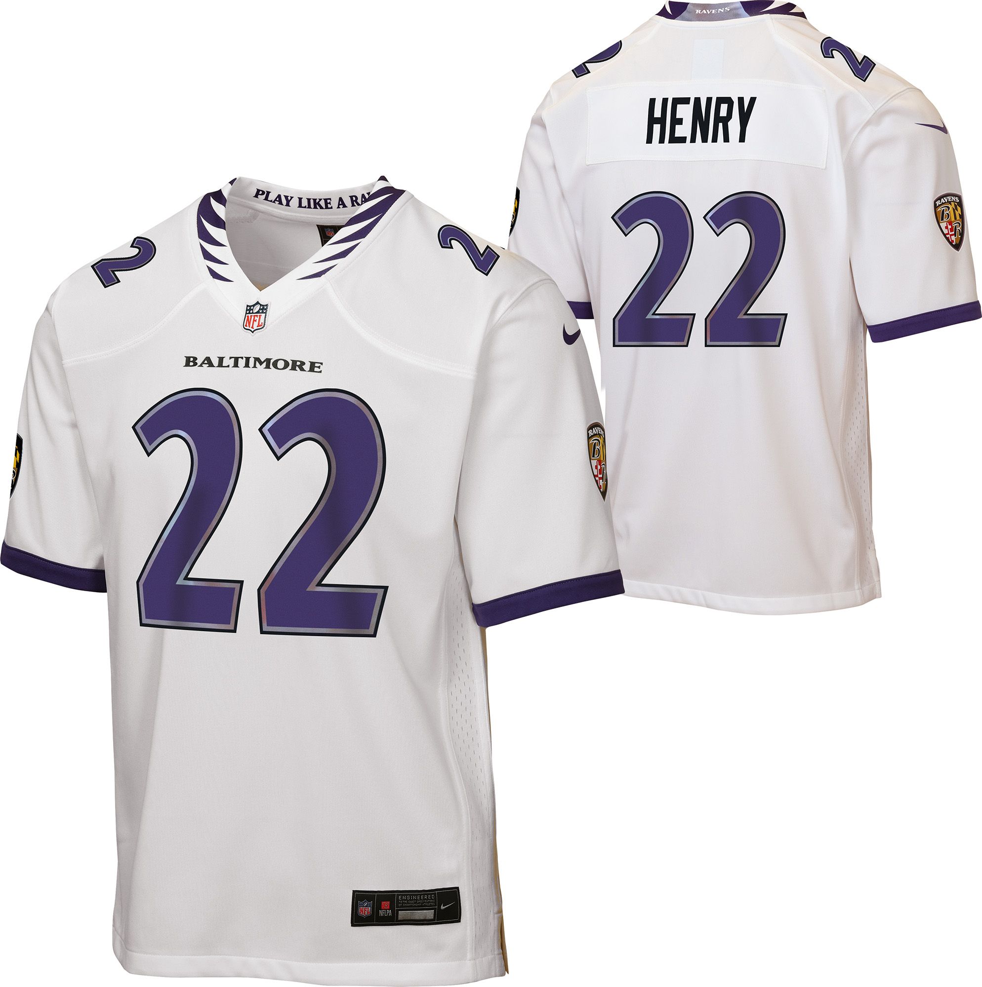 Nike Youth Baltimore Ravens Derrick Henry #22 White Road Game Jersey