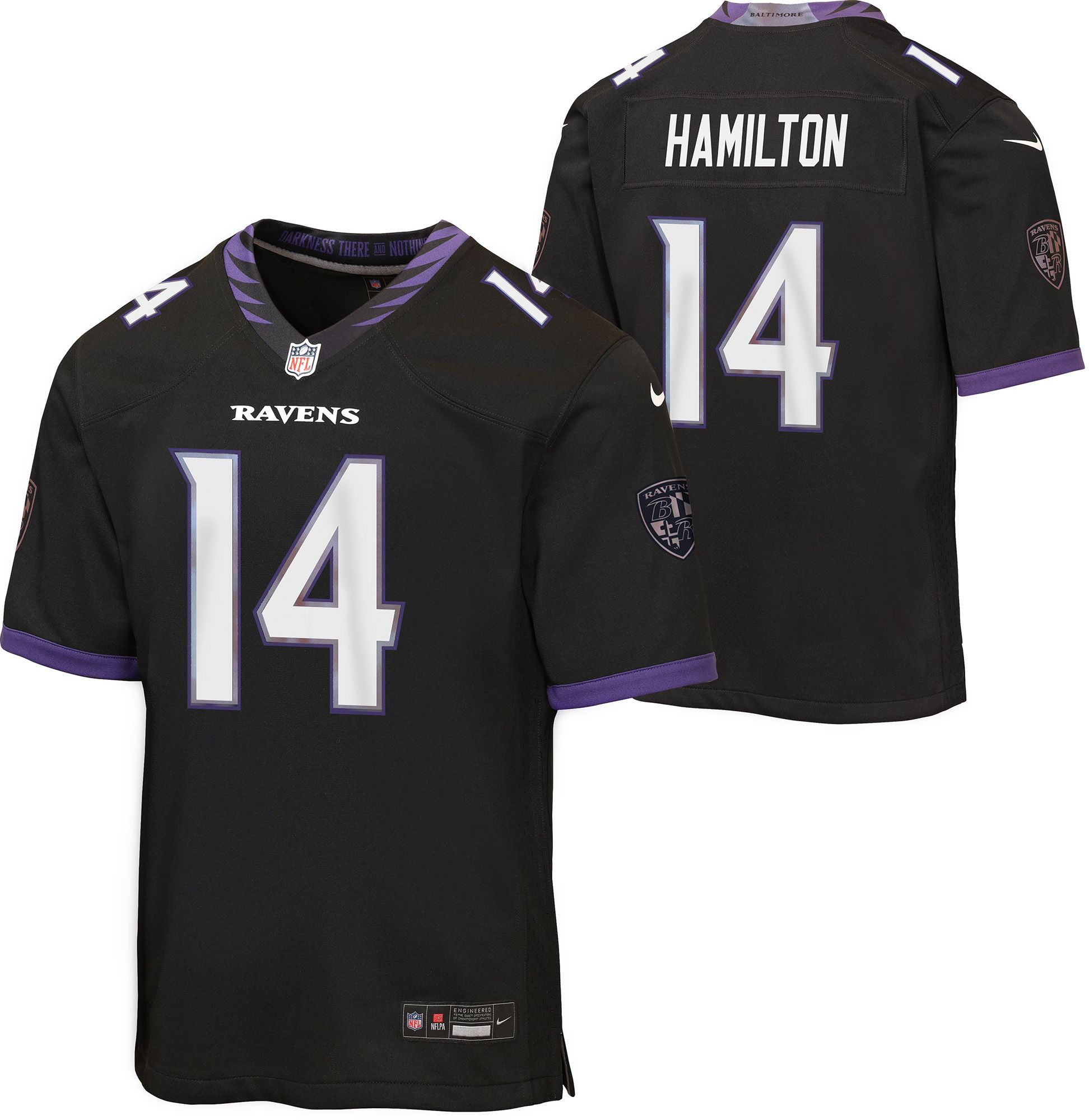 Nike Youth Baltimore Ravens Kyle Hamilton #14 Black Alternate Game Jersey