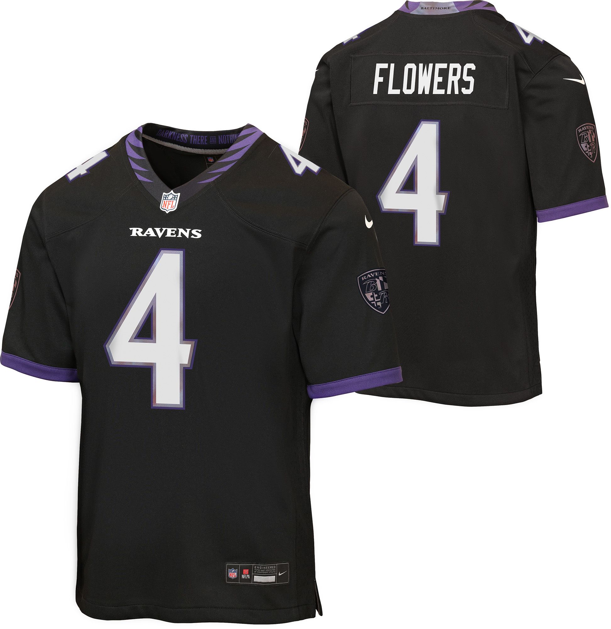 Nike Youth Baltimore Ravens Zay Flowers #4 Black Alternate Game Jersey