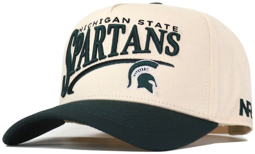 No Rivals Adult Michigan State Spartans Cream and Green Stride Snapback Adjustable Hat