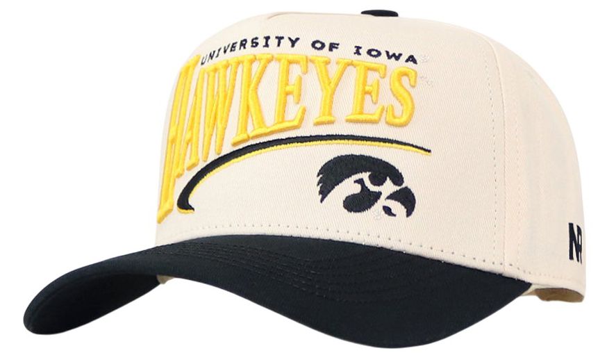 No Rivals Adult Iowa Hawkeyes Cream and Black Stride Snapback Adjustable Hat