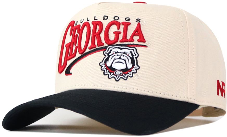 No Rivals Adult Georgia Bulldogs Cream and Black Stride Snapback Adjustable Hat