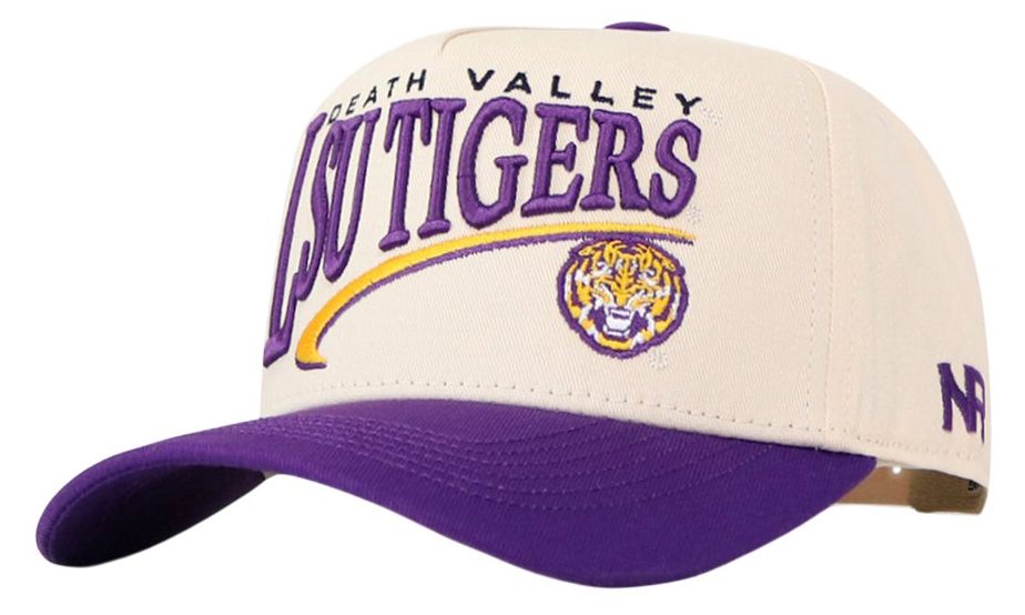No Rivals Adult LSU Tigers Cream and Purple Stride Snapback Adjustable Hat