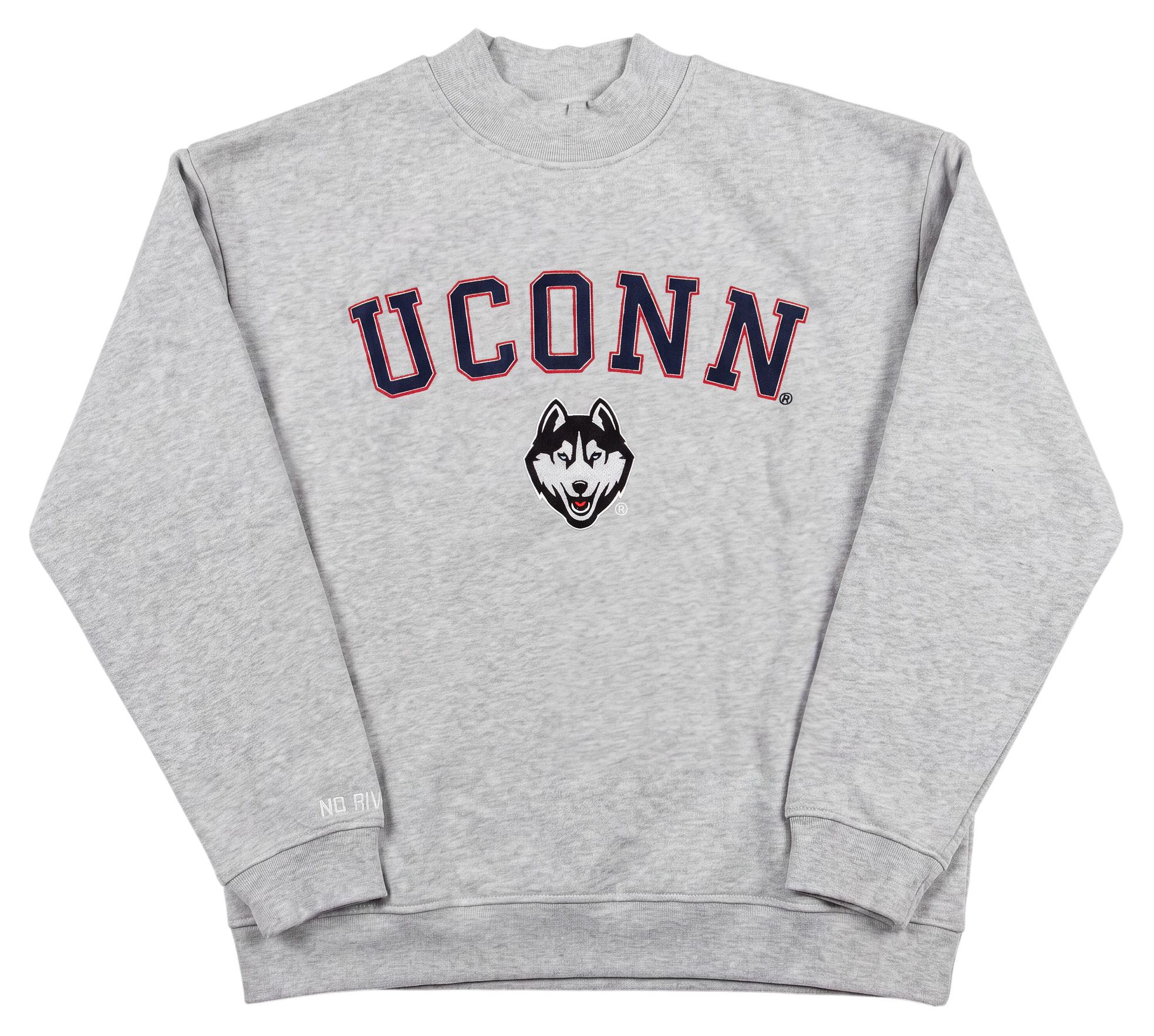 No Rivals Men's UConn Huskies Grey Mock Neck Sweatshirt
