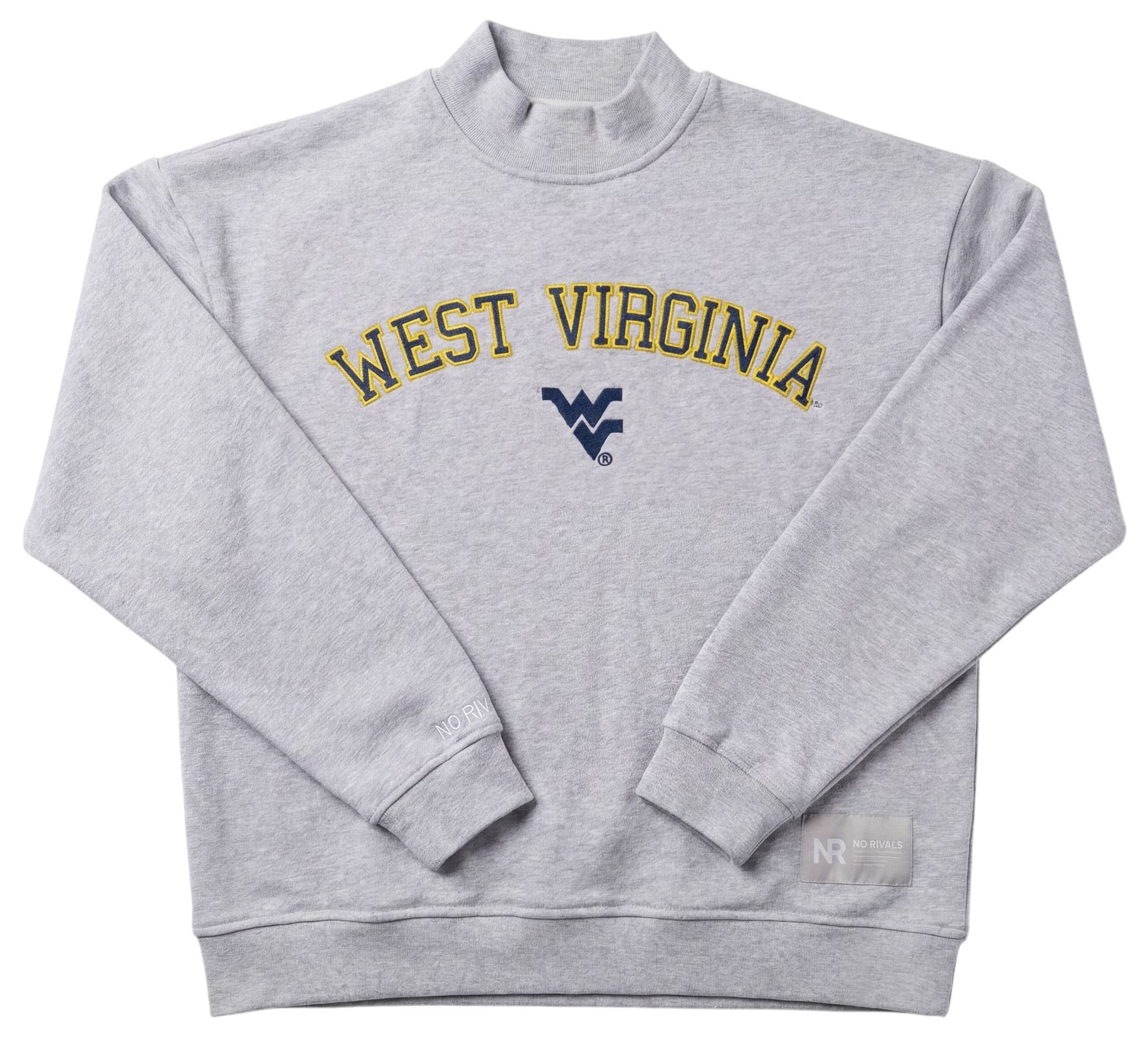 No Rivals Men's West Virginia Mountaineers Grey Mock Neck Sweatshirt