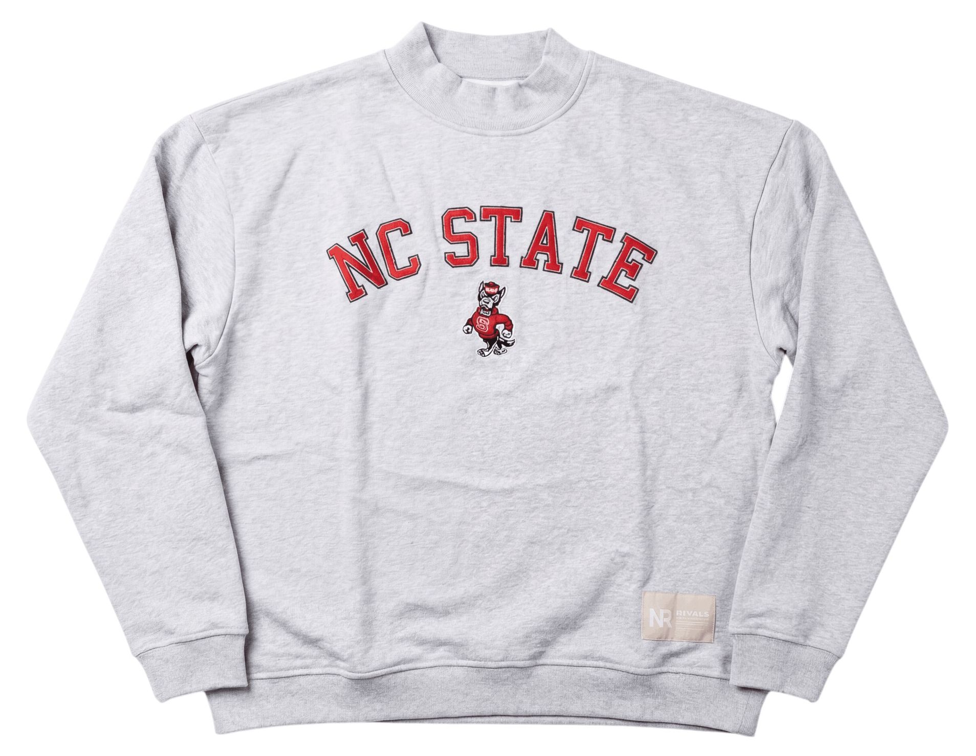 No Rivals Men's NC State Wolfpack Grey Mock Neck Sweatshirt