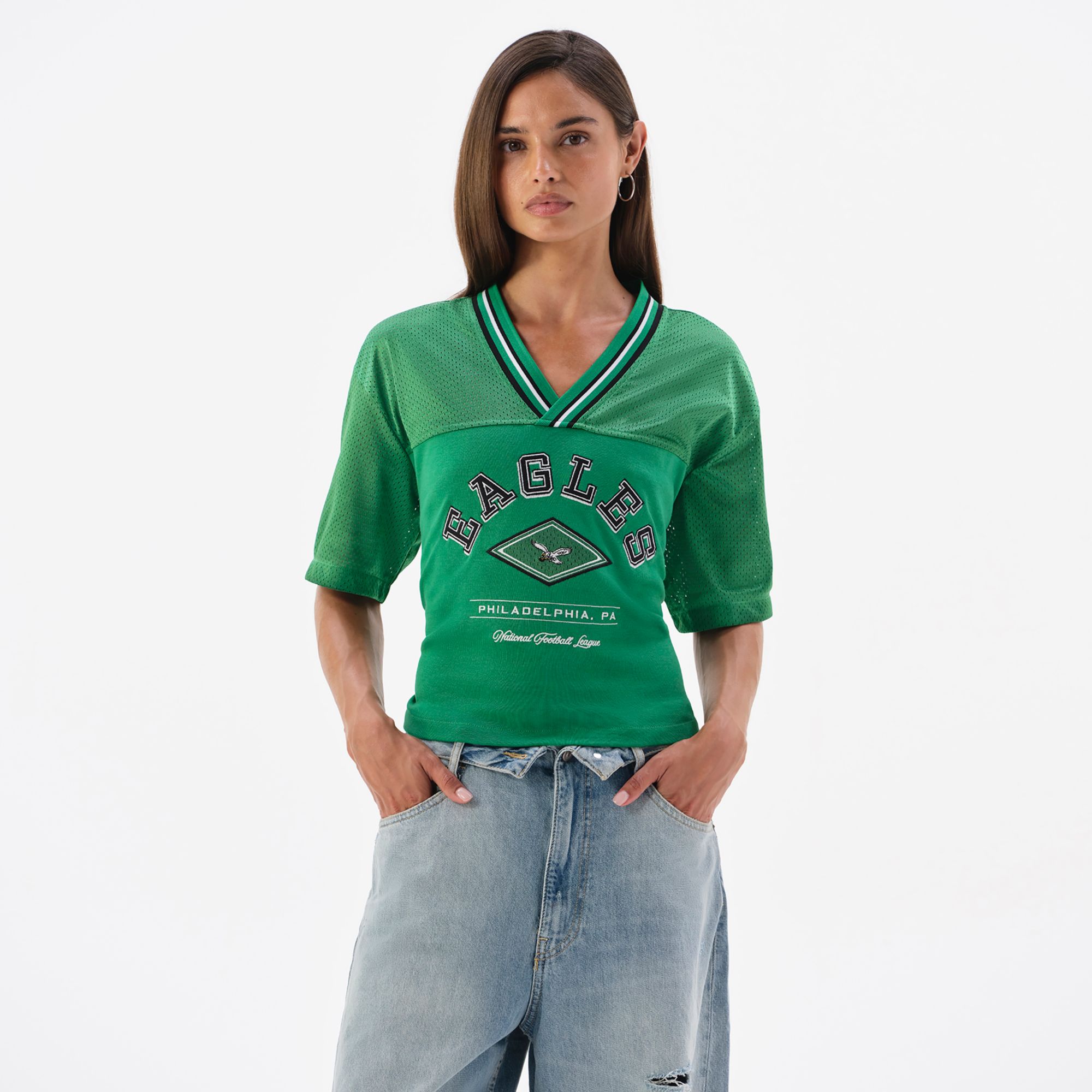 Off Season Women's Philadelphia Eagles Green Laceback T-Shirt