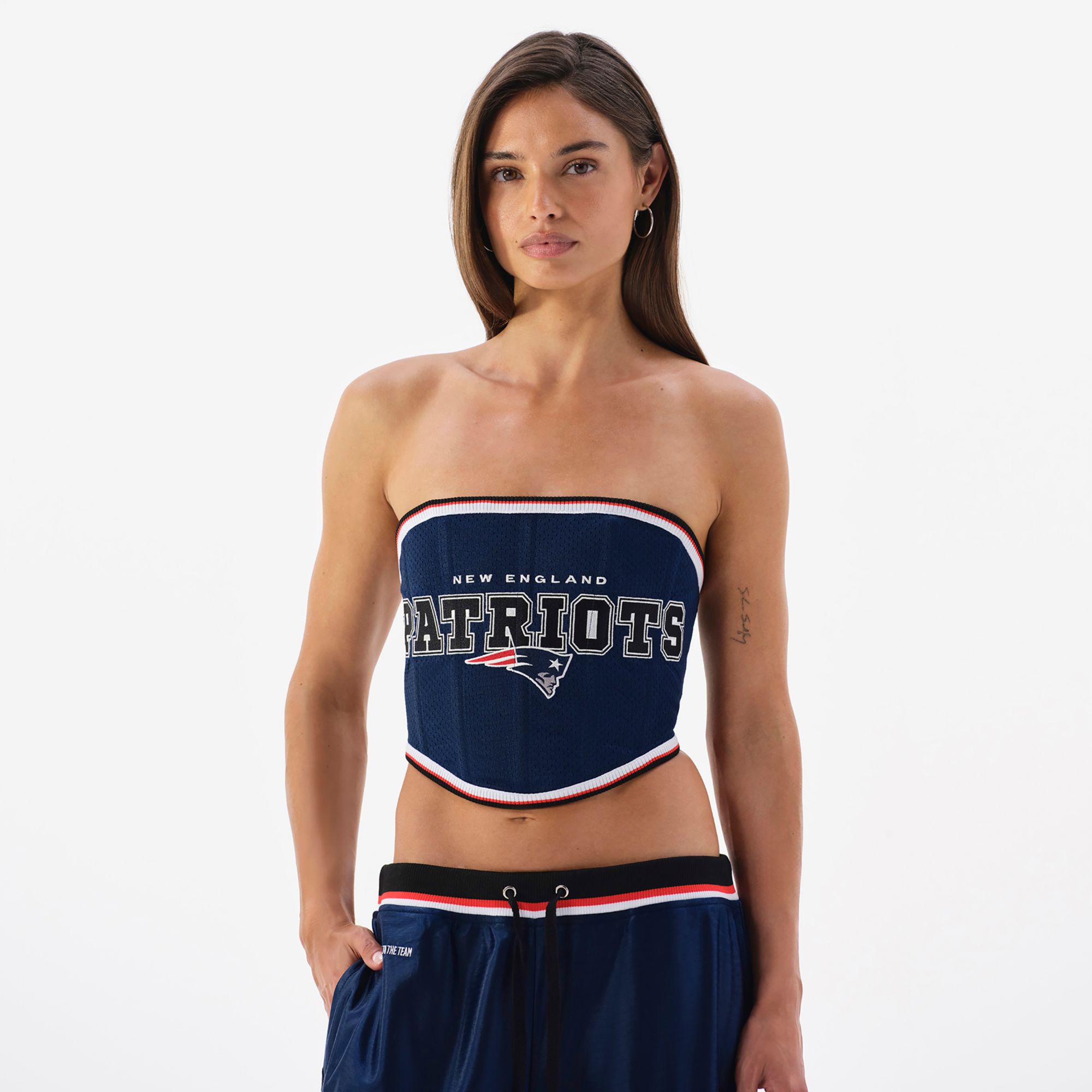 Off Season Women's New England Patriots Navy Corset Top