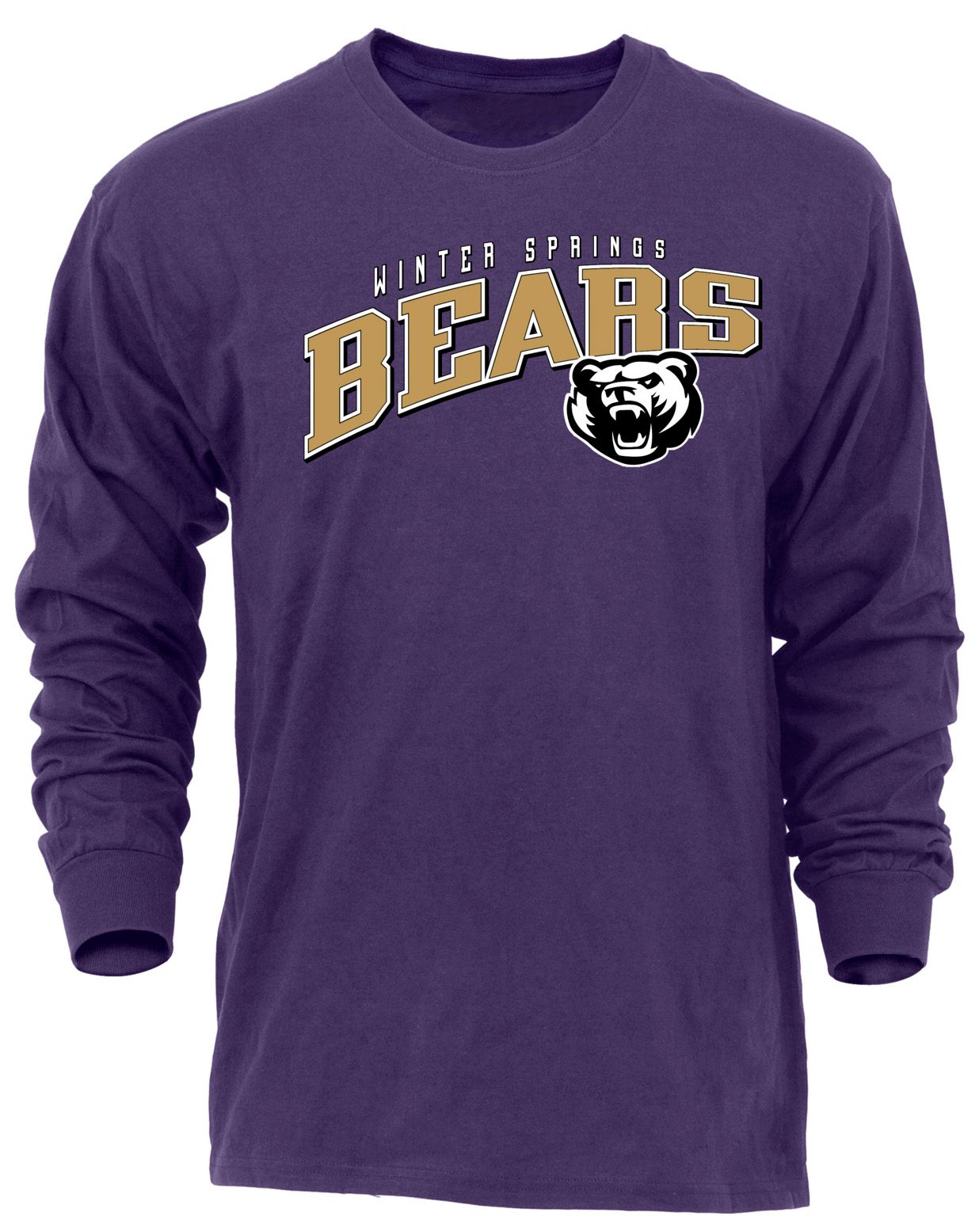 Ohiopyle Prints Adult Winter Springs High School Purple Flyball Long Sleeve Shirt