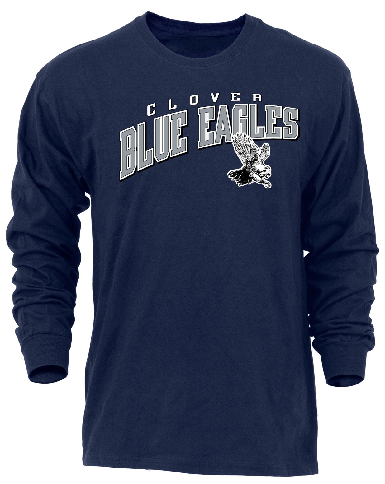 Ohiopyle Prints Adult Clover High School Navy Flyball Long Sleeve Shirt