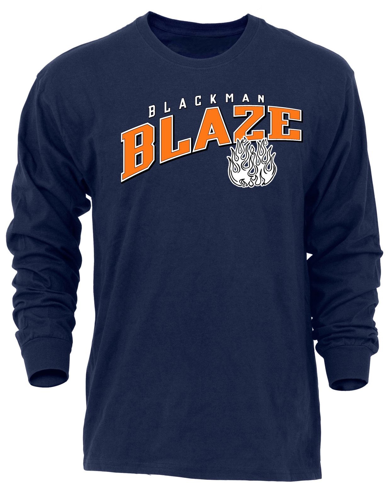 Ohiopyle Prints Adult Blackman High School Navy Flyball Long Sleeve Shirt