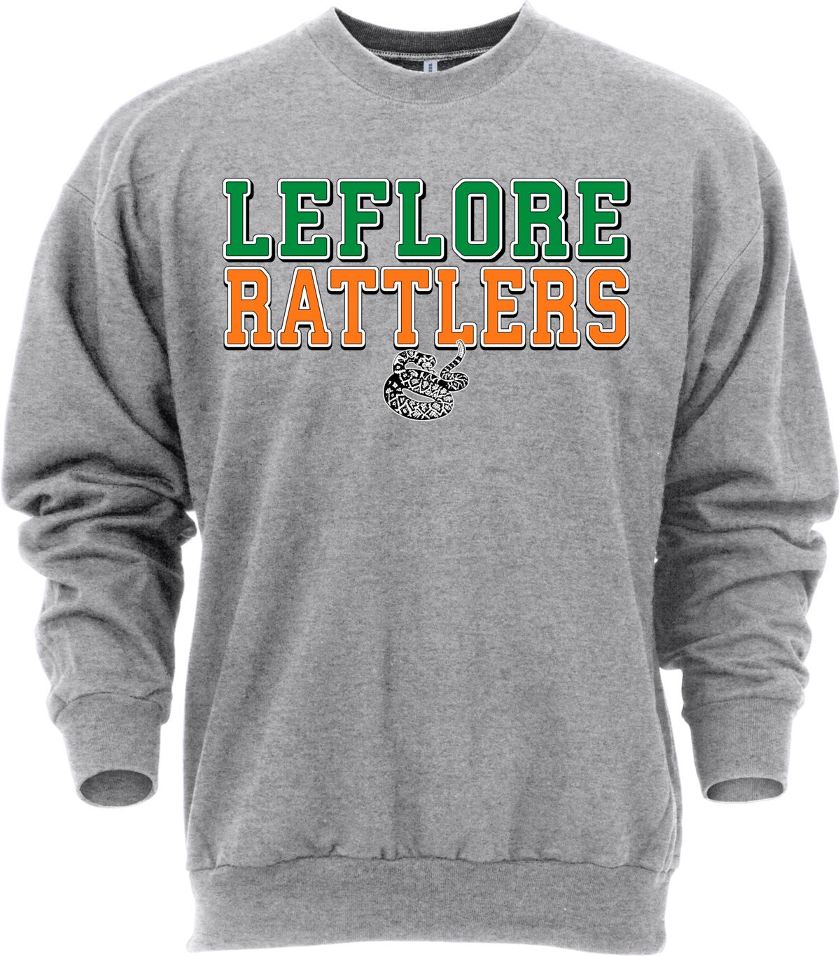 Ohiopyle Prints Adult Leflore High School Gray Crew Neck Sweatshirt