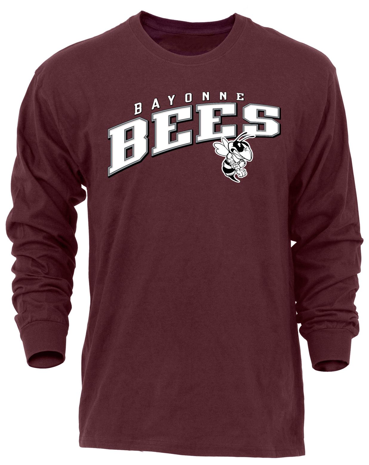 Ohiopyle Prints Adult Bayonne High School Maroon Flyball Long Sleeve Shirt