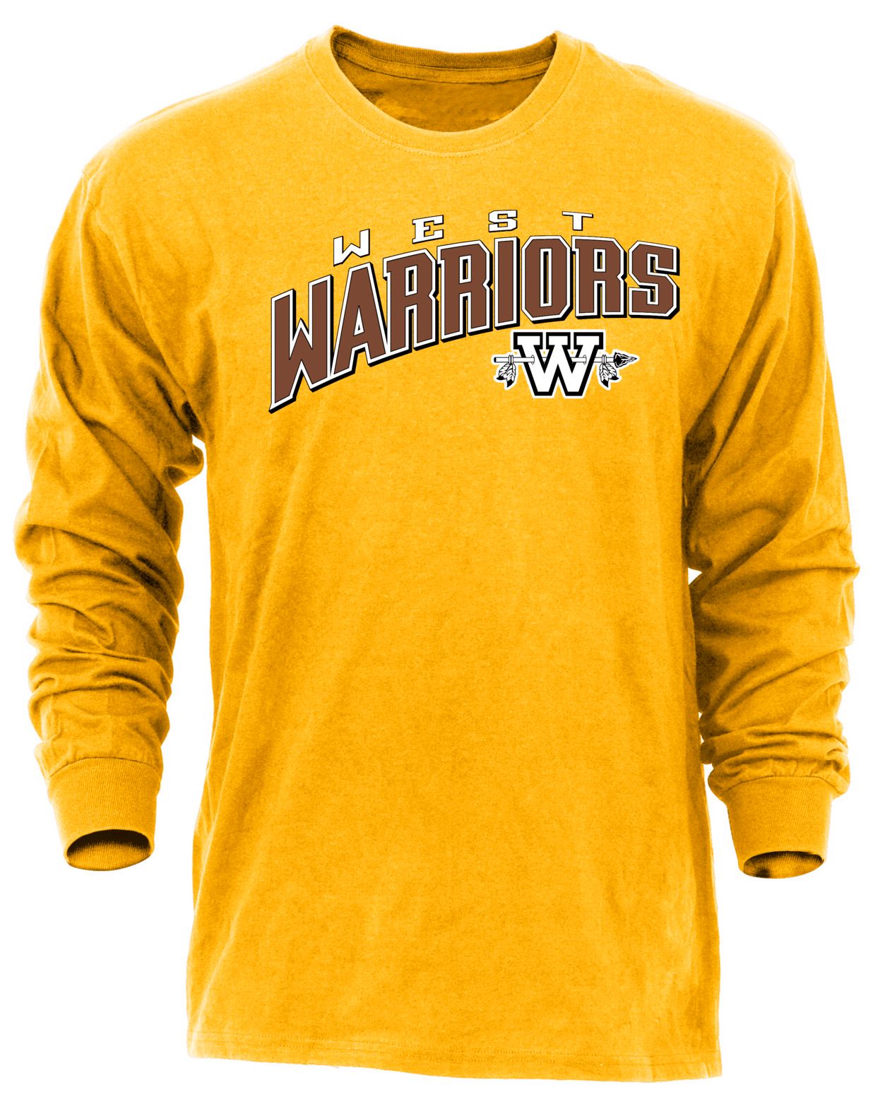 Ohiopyle Prints Adult West High School Gold Flyball Long Sleeve Shirt