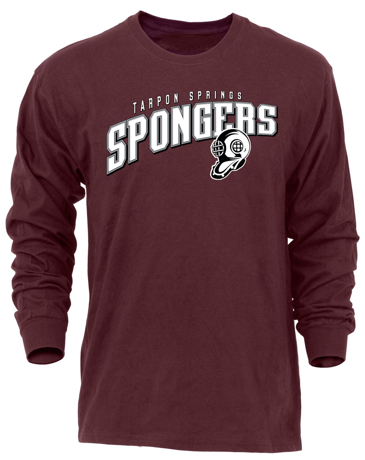Ohiopyle Prints Adult Tarpon Springs High School Maroon Flyball Long Sleeve Shirt