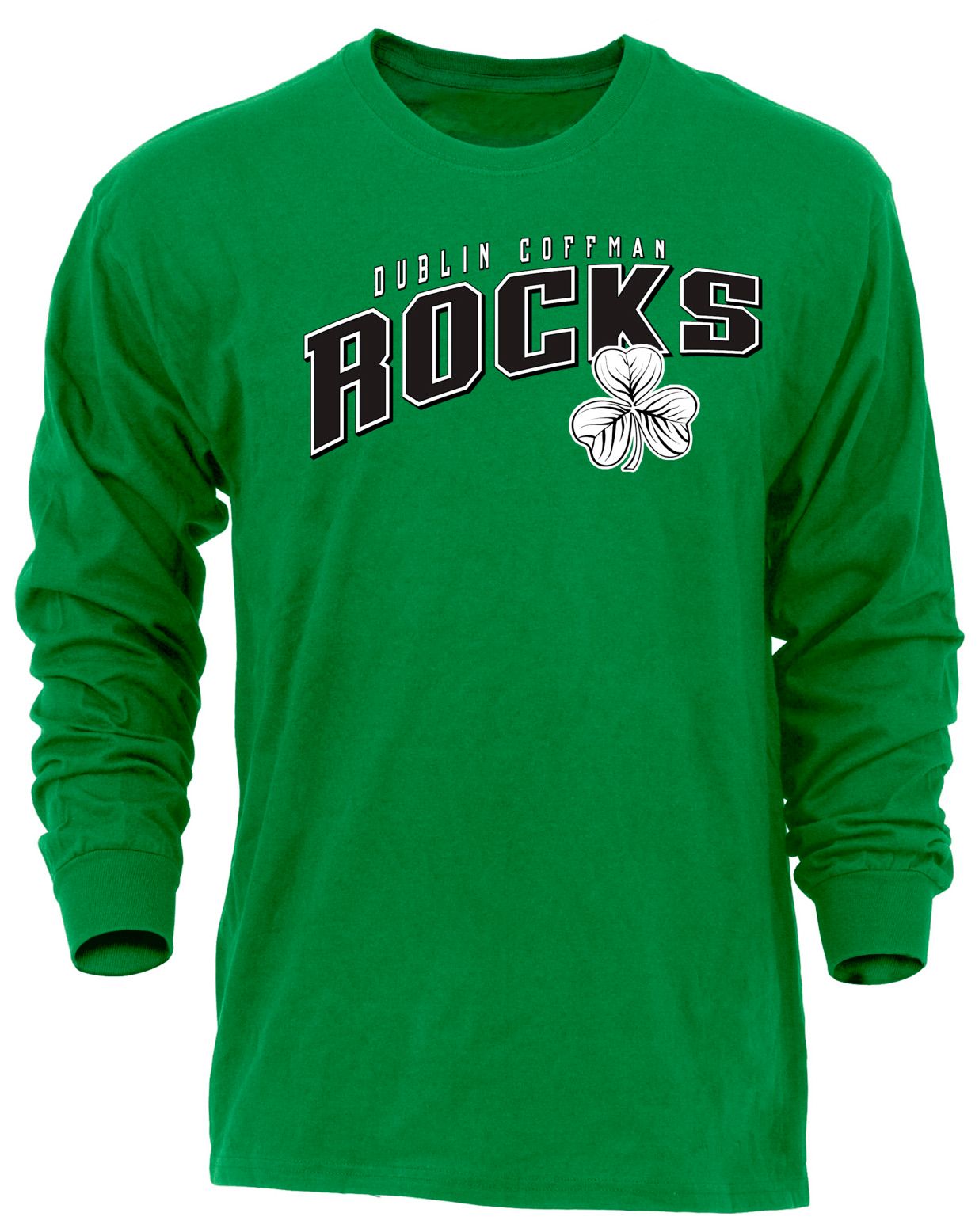 Ohiopyle Prints Adult Dublin Coffman High School Kelly Green Flyball Long Sleeve Shirt