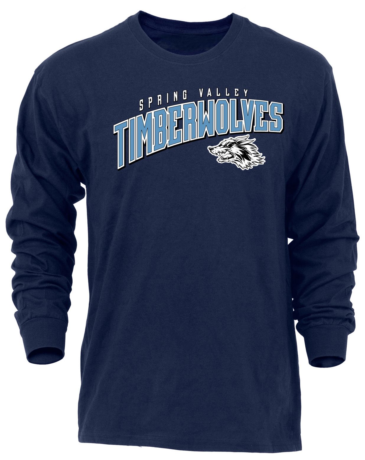 Ohiopyle Prints Adult Spring Valley High School Navy Flyball Long Sleeve Shirt