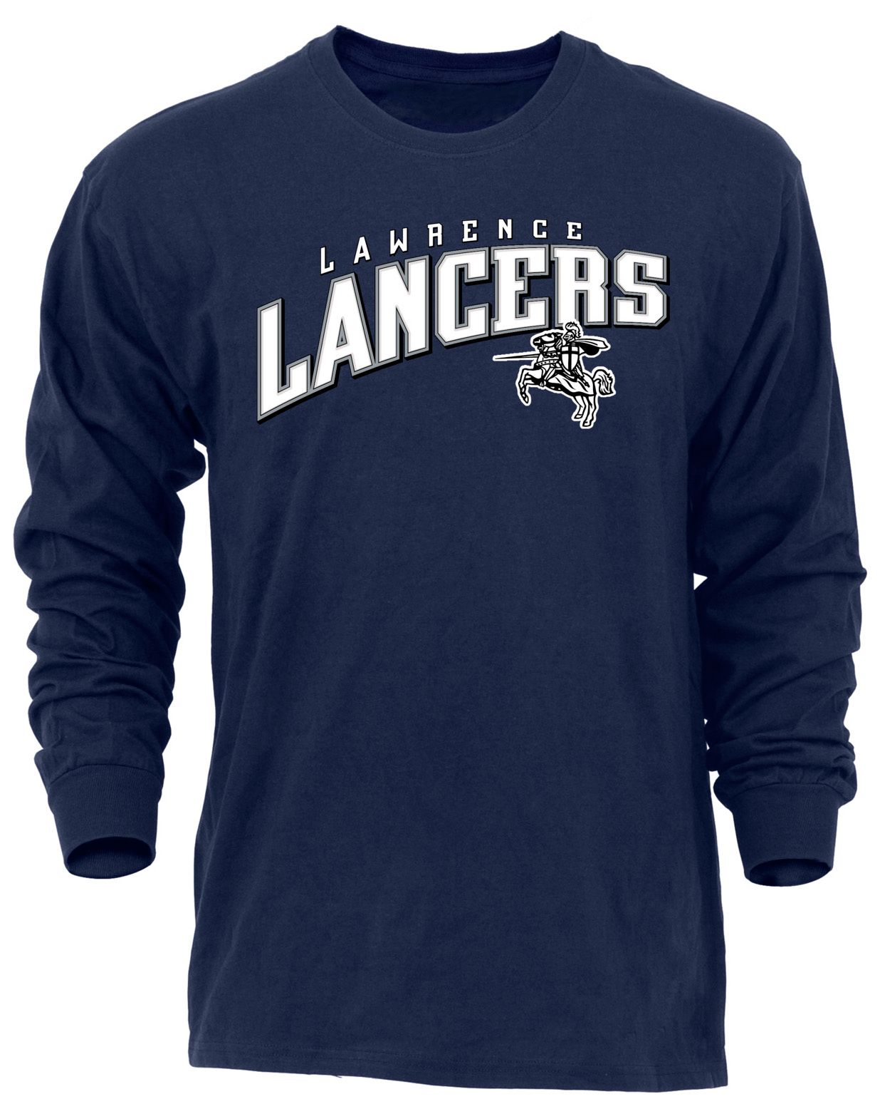 Ohiopyle Prints Adult Lawrence High School Navy Flyball Long Sleeve Shirt