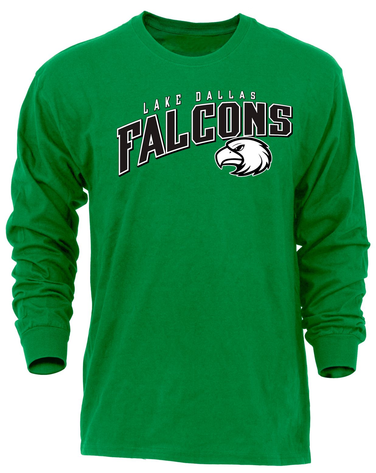 Ohiopyle Prints Adult Lake Dallas High School Kelly Green Flyball Long Sleeve Shirt