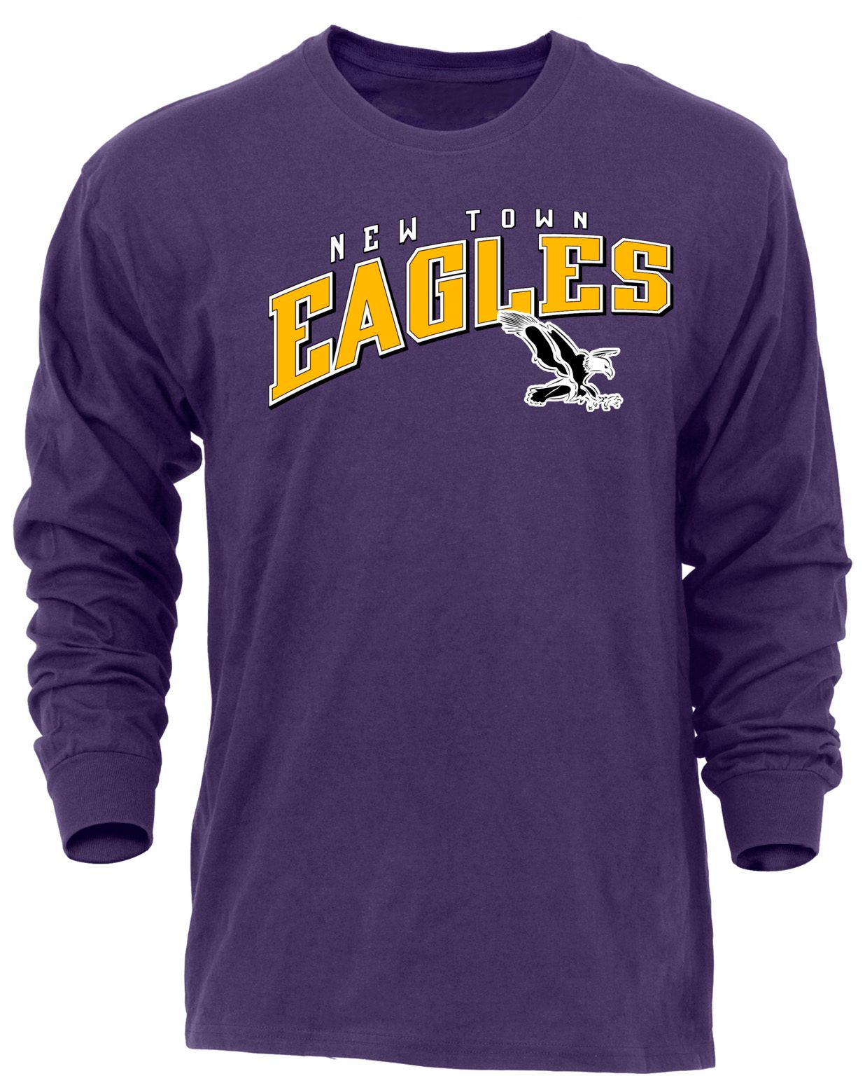 Ohiopyle Prints Adult New Town High School Purple Flyball Long Sleeve Shirt