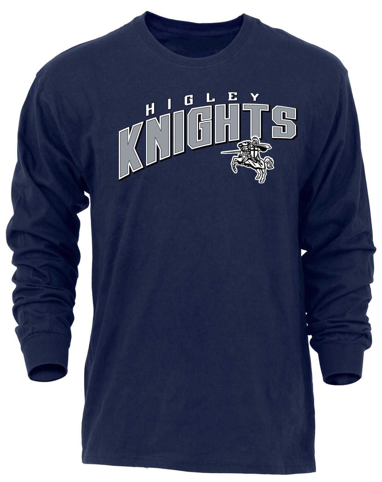 Ohiopyle Prints Adult Higley High School Navy Flyball Long Sleeve Shirt