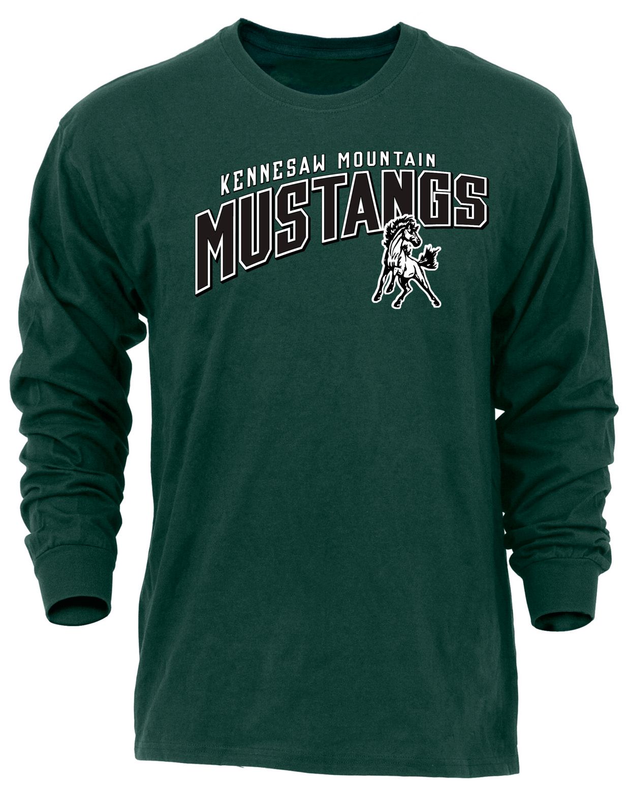 Ohiopyle Prints Adult Kennesaw Mountain High School Forest Green Flyball Long Sleeve Shirt