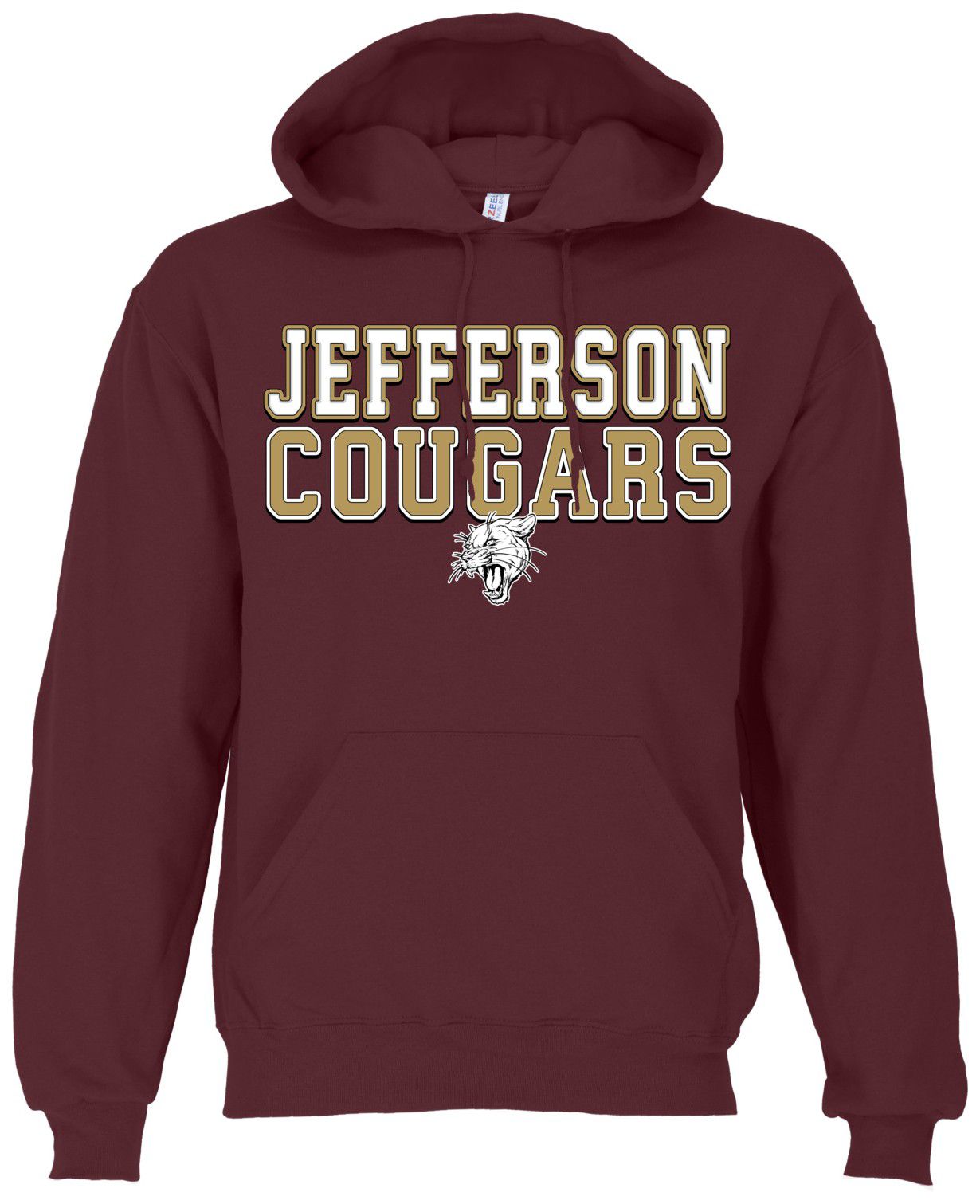 Ohiopyle Prints Adult Jefferson High School Maroon Field Hooded Sweatshirt