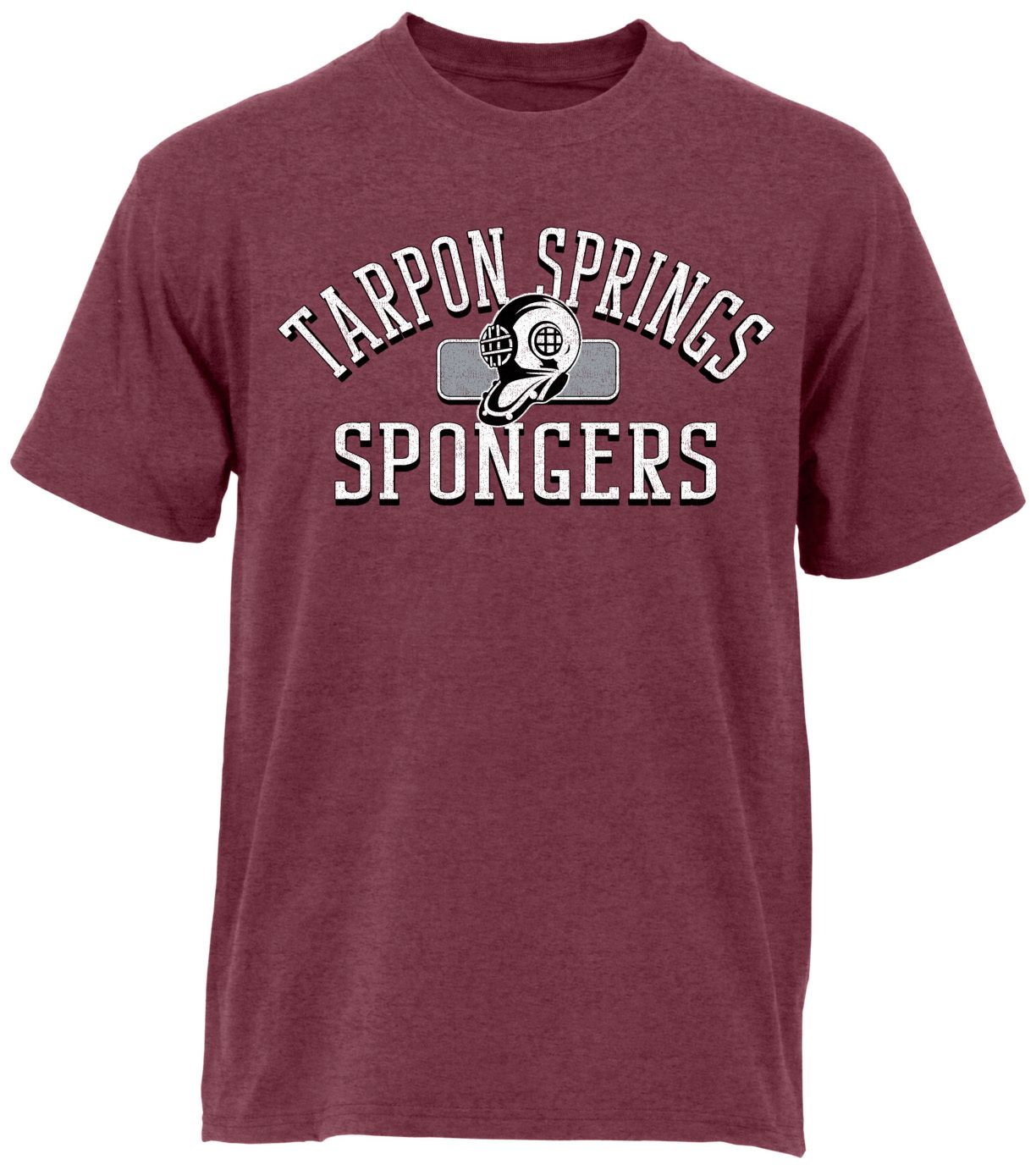 Ohiopyle Prints Adult Tarpon Springs High School Heather Maroon Plate T-Shirt