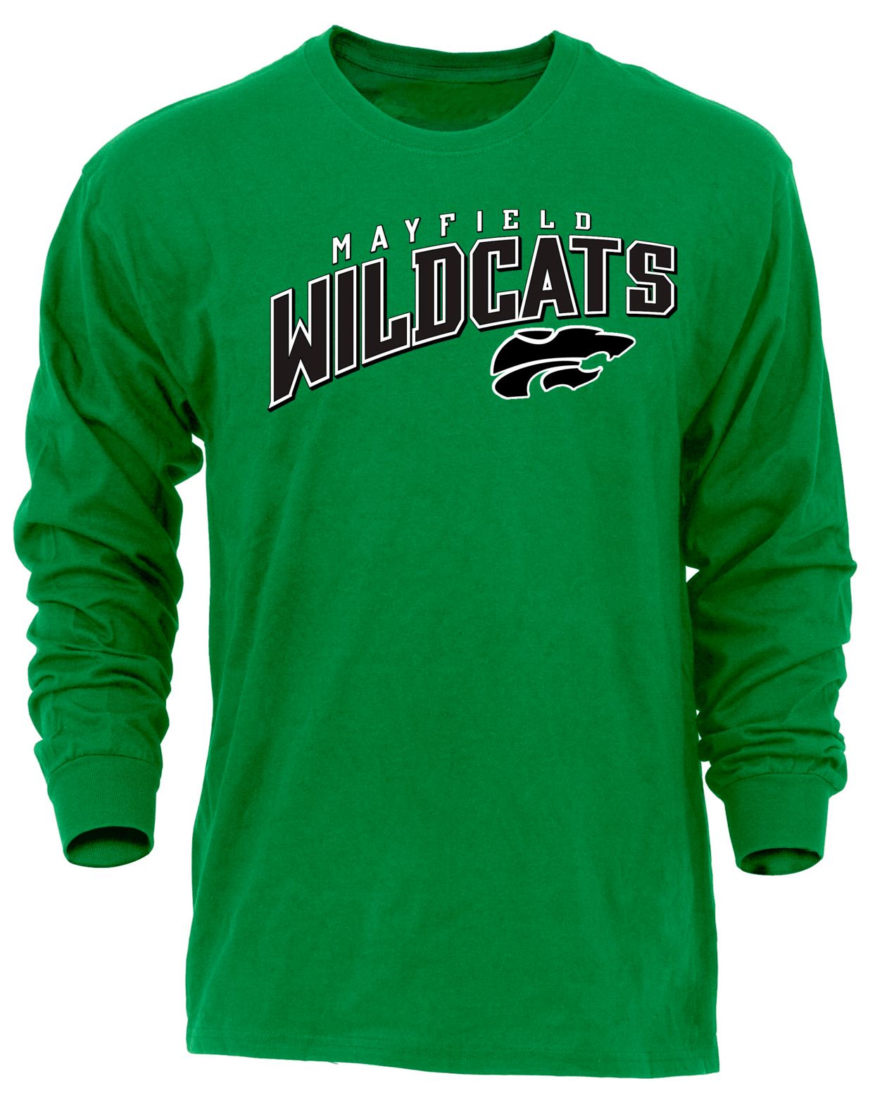Ohiopyle Prints Adult Mayfield High School Kelly Green Flyball Long Sleeve Shirt