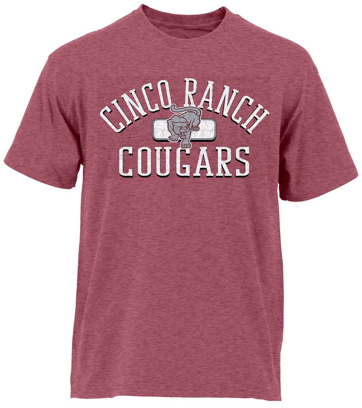 Ohiopyle Prints Adult Cinco Ranch High School Heather Maroon Plate T-Shirt