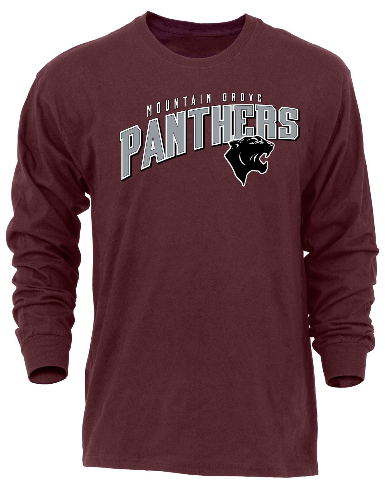 Ohiopyle Prints Adult Mountain Grove High School Maroon Flyball Long Sleeve Shirt