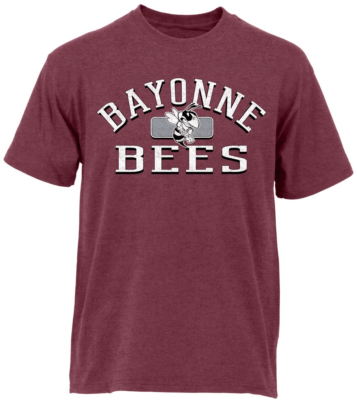 Ohiopyle Prints Adult Bayonne High School Heather Maroon Plate T-Shirt
