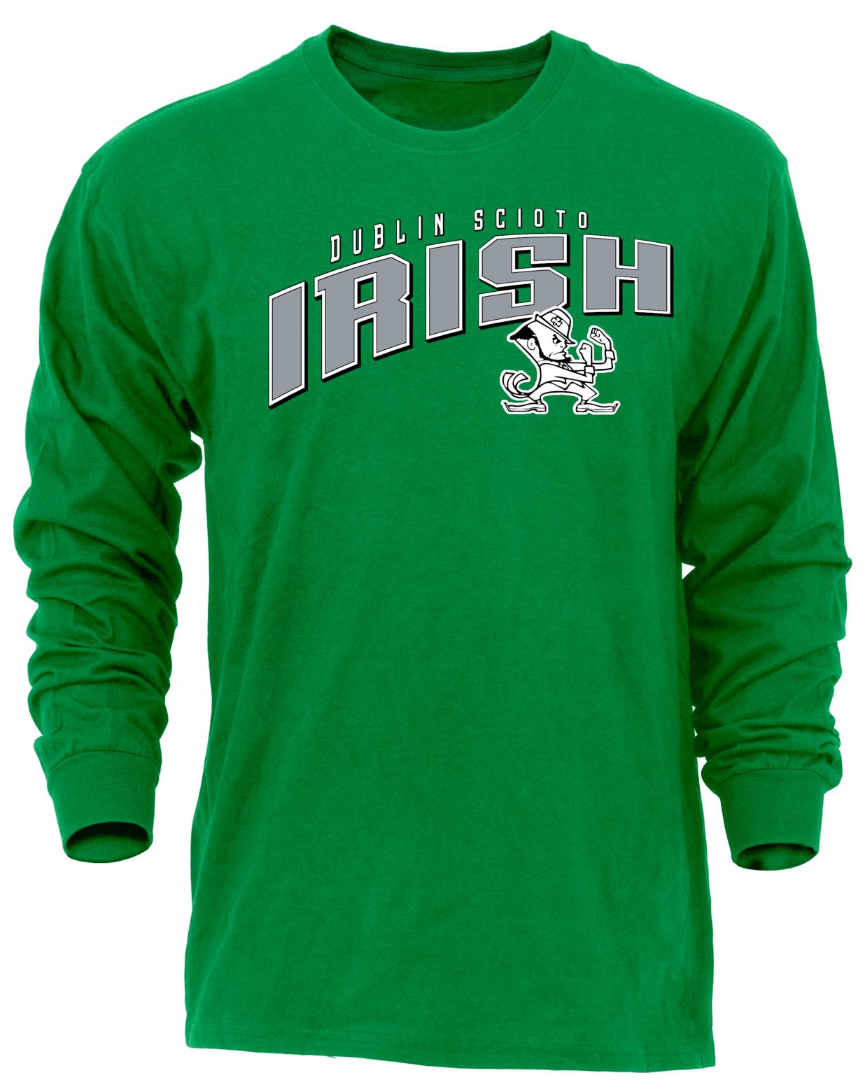 Ohiopyle Prints Adult Dublin Scioto High School Kelly Green Flyball Long Sleeve Shirt