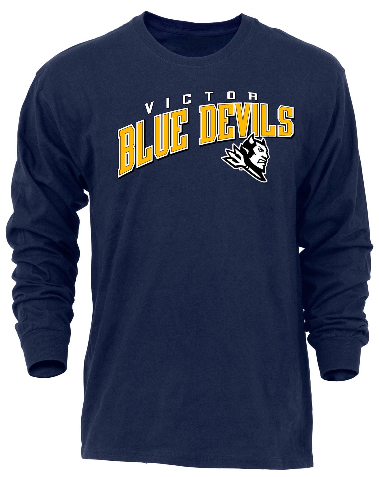 Ohiopyle Prints Adult Victor High School Navy Flyball Long Sleeve Shirt