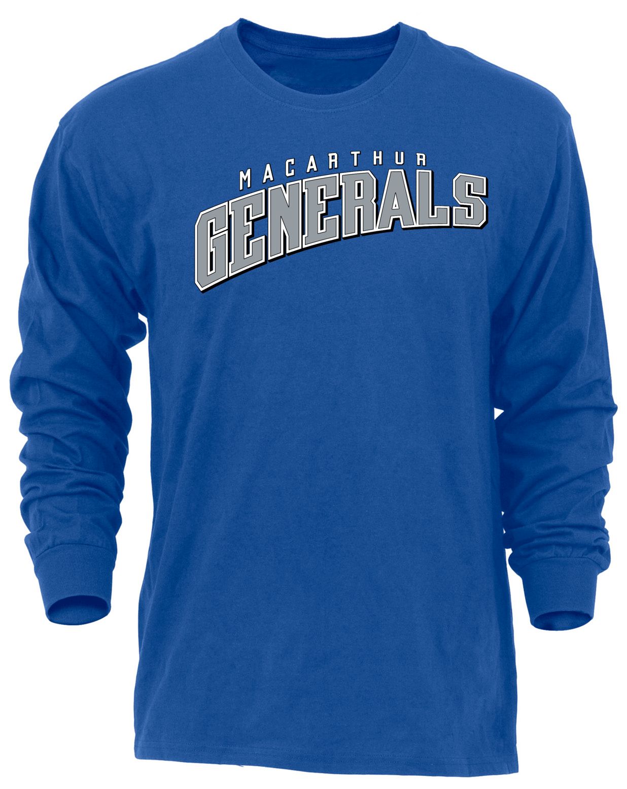 Ohiopyle Prints Adult MacArthur High School Royal Flyball Long Sleeve Shirt