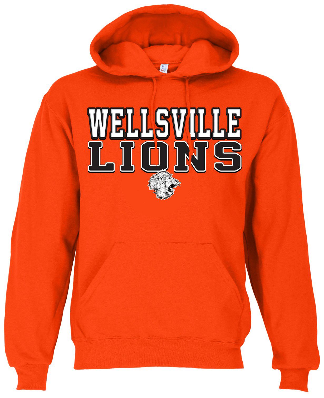 Ohiopyle Prints Adult Wellsville High School Orange Field Hooded Sweatshirt