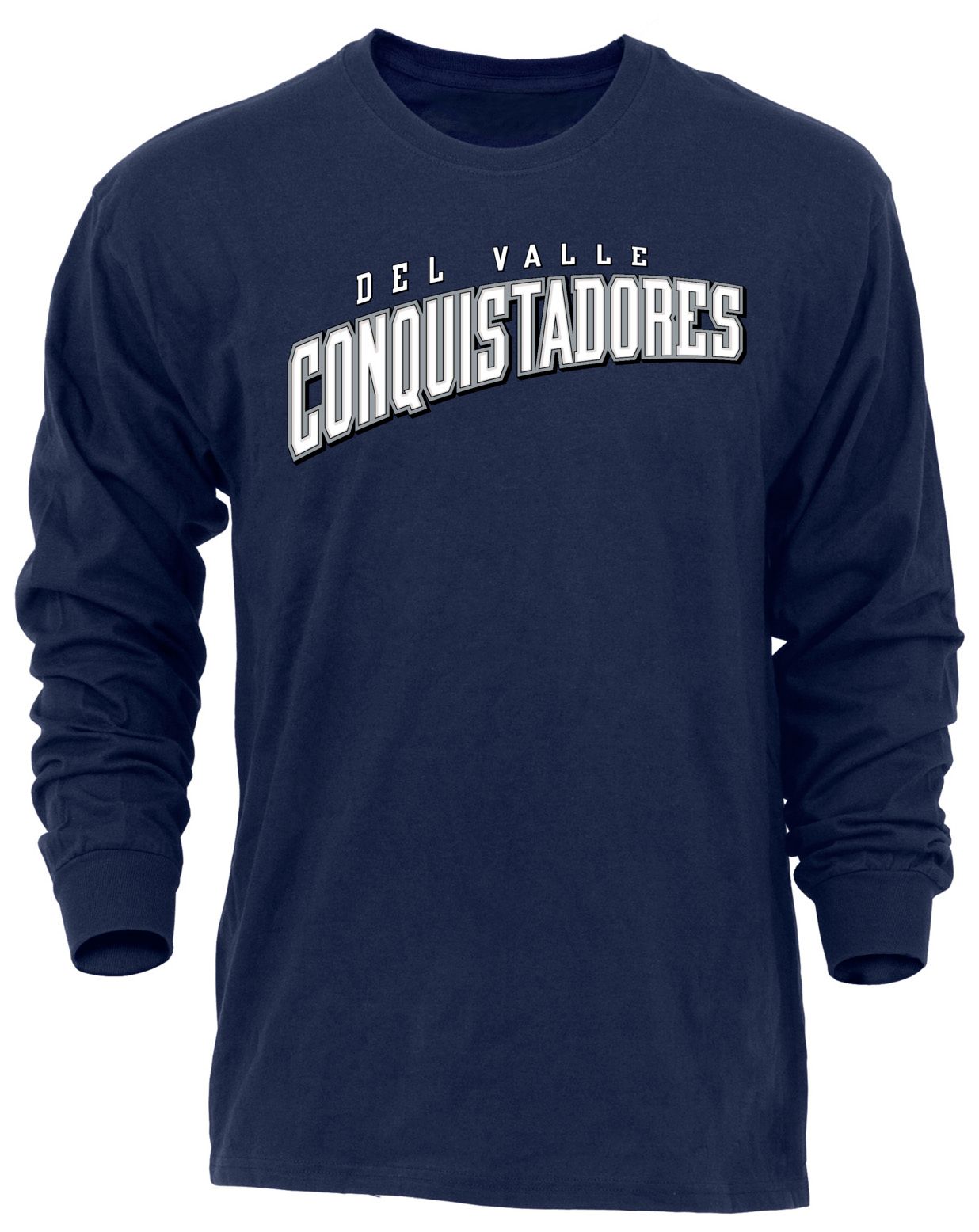 Ohiopyle Prints Adult Del Valle High School Navy Flyball Long Sleeve Shirt