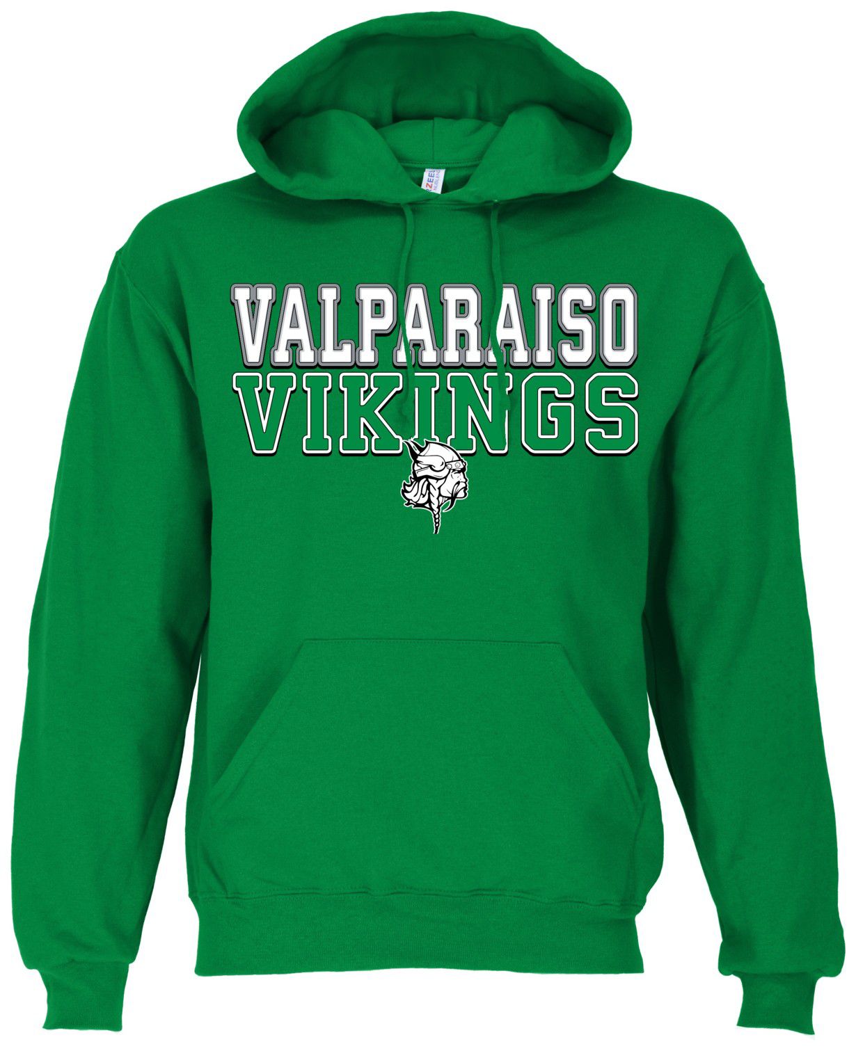 Ohiopyle Prints Adult Valparaiso High School Kelly Green Field Hooded Sweatshirt