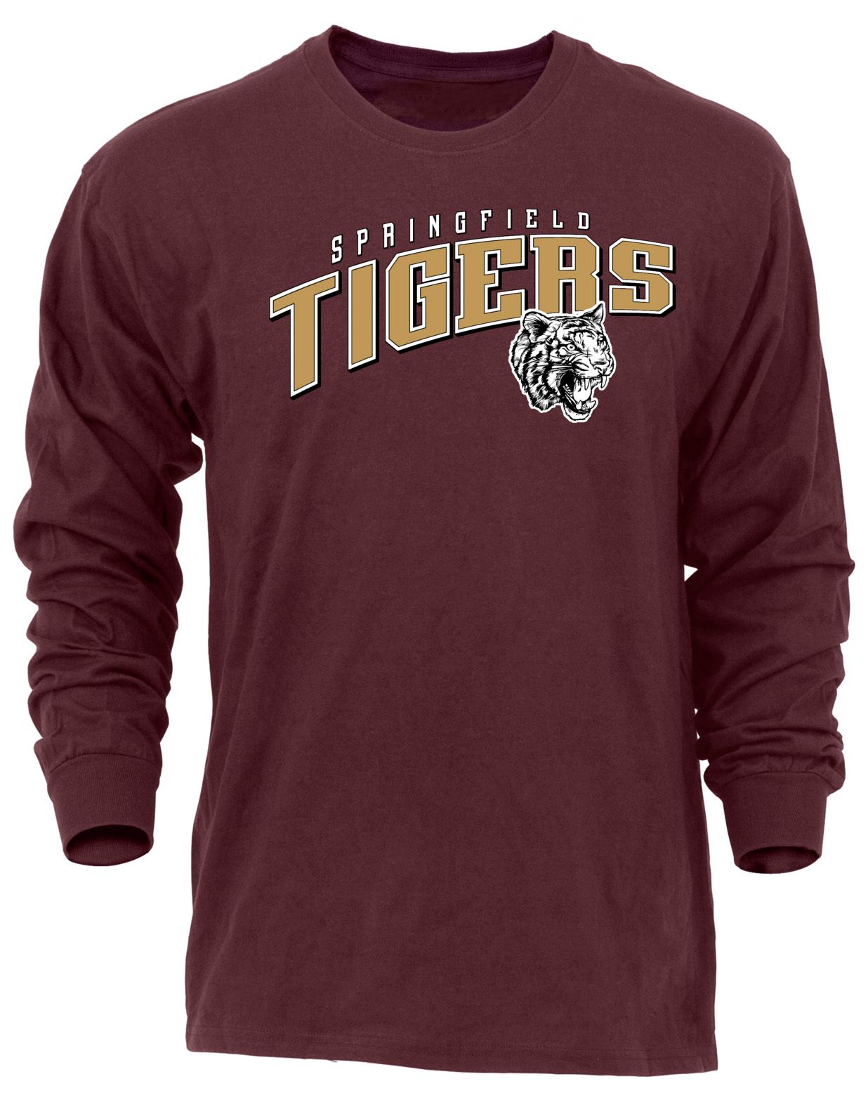 Ohiopyle Prints Adult Springfield High School Maroon Flyball Long Sleeve Shirt