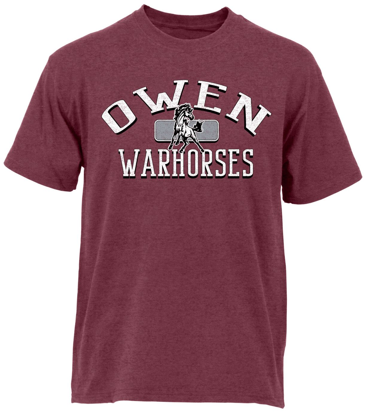 Ohiopyle Prints Adult Owen High School Heather Maroon Plate T-Shirt