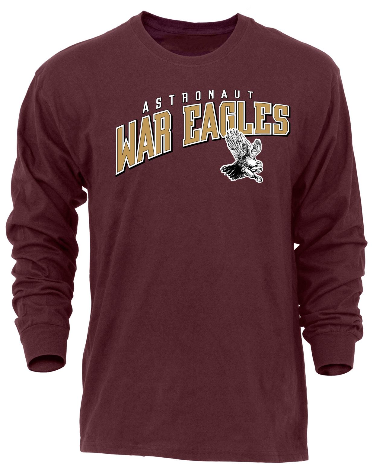 Ohiopyle Prints Adult Astronaut High School Maroon Flyball Long Sleeve Shirt