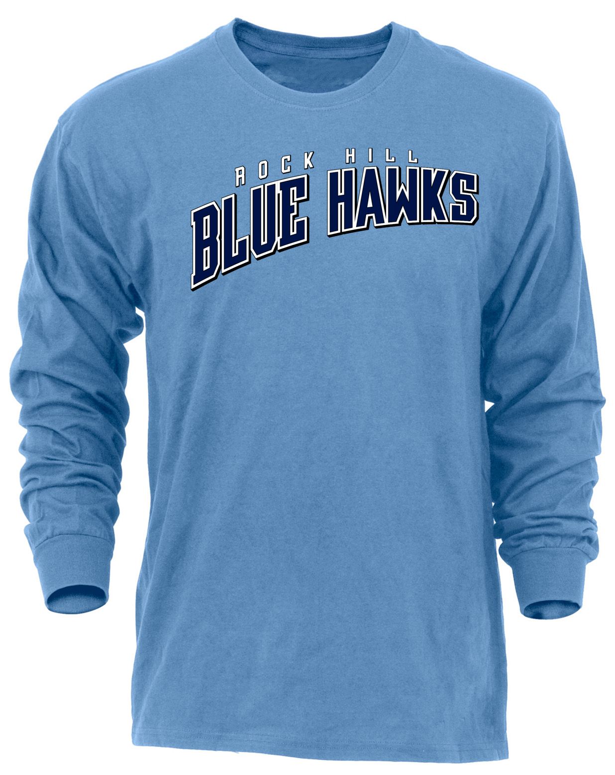 Ohiopyle Prints Adult Rock Hill High School Columbia Blue Flyball Long Sleeve Shirt, Men's, XL