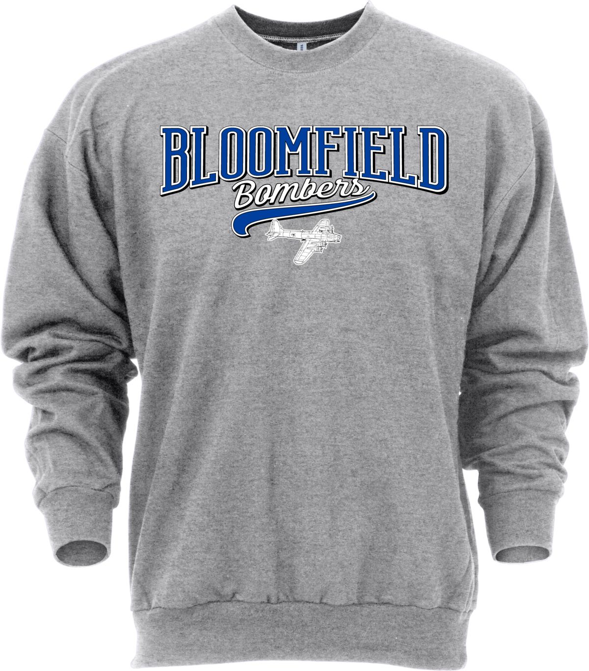 Ohiopyle Prints Adult Bloomfield Central School Grey Catch Crewneck Sweatshirt