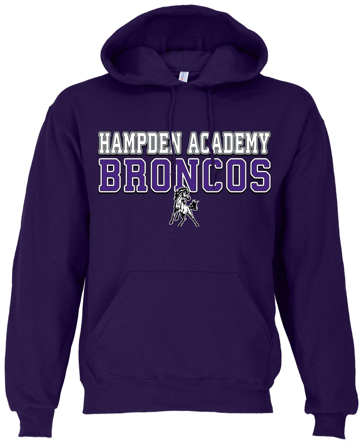 Ohiopyle Prints Adult Hampden Academy High School Purple Field Hooded Sweatshirt